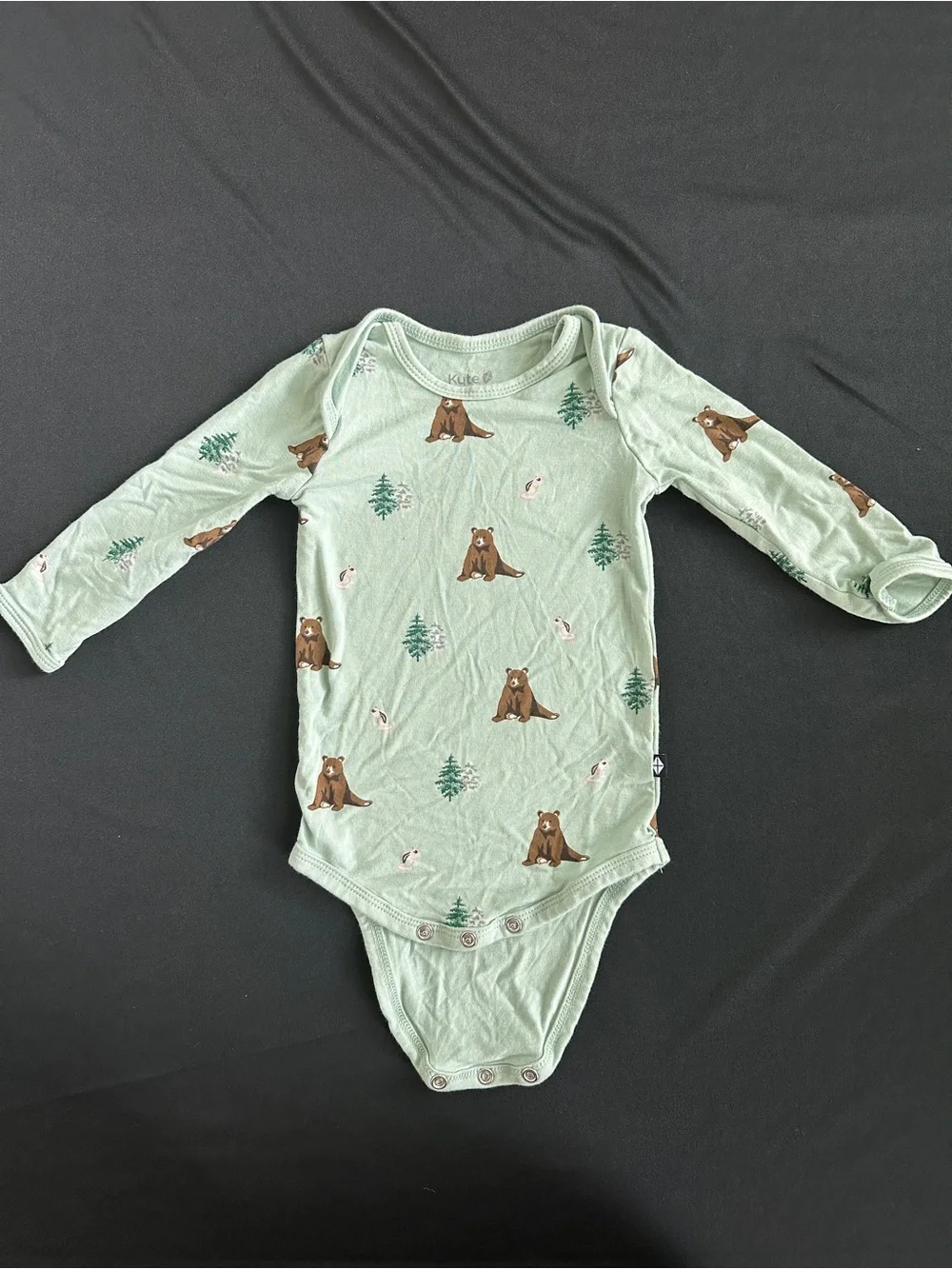 Kyte BABY Mint Green Bear Print Long-Sleeve One-Piece-NEVER WORN